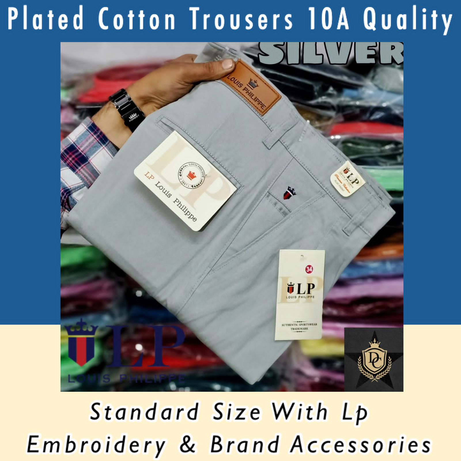 Louis Philippe Plated Cotton Pants