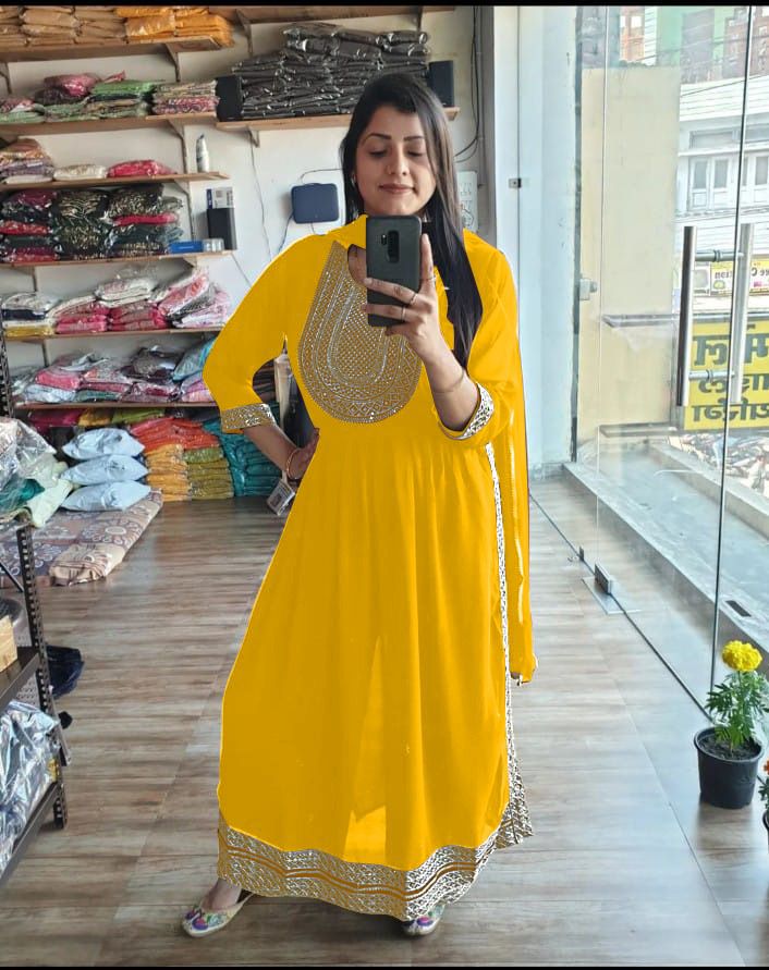 153166 Yellow Polka Dot haldi specual kurtis manufacturer - Reewaz  International | Wholesaler & Exporter of indian ethnic wear catalogs.
