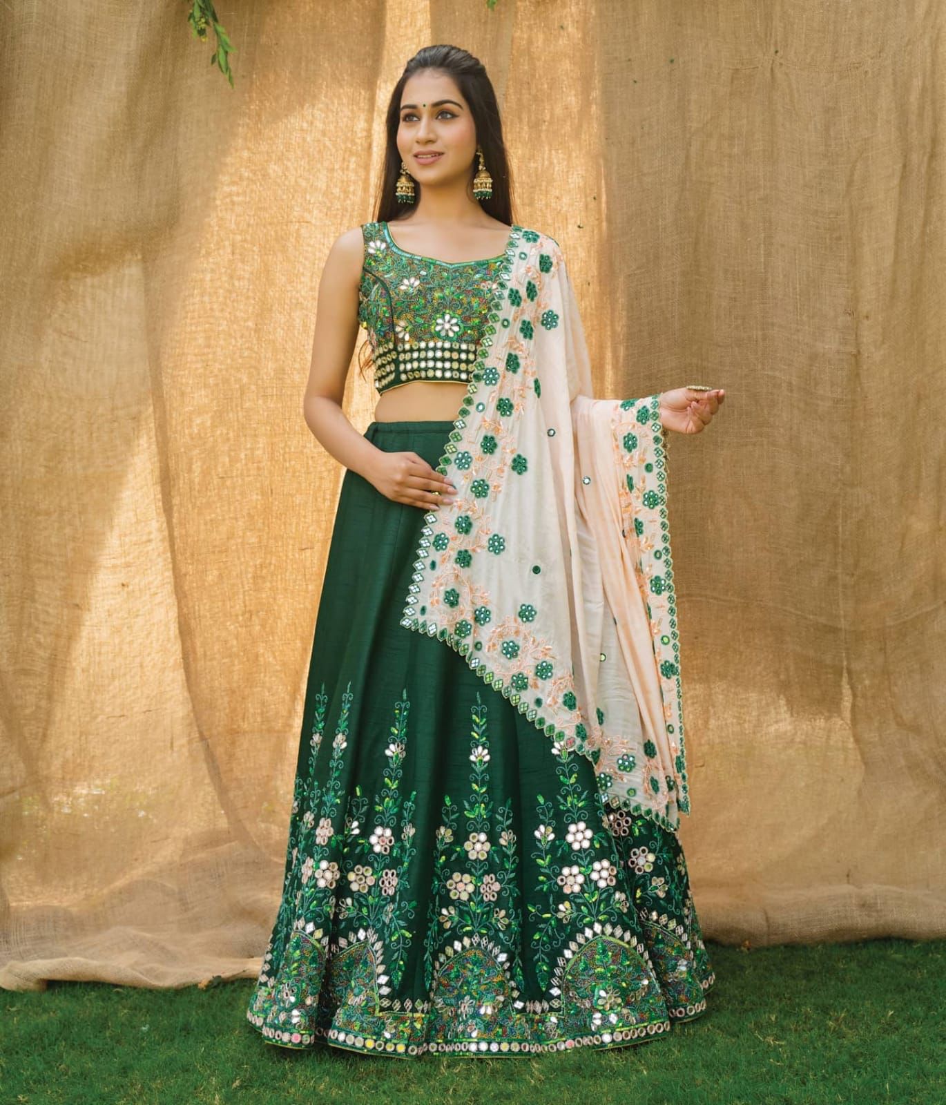 Pista Green Georgette Lehenga Choli For Wedding 275953