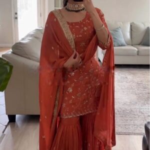 Presenting new designer party wear look Top plazzo with duppata set