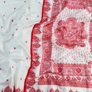 Launching new Durga Pooja special stunning Bengali silk saree White & Red combination collection